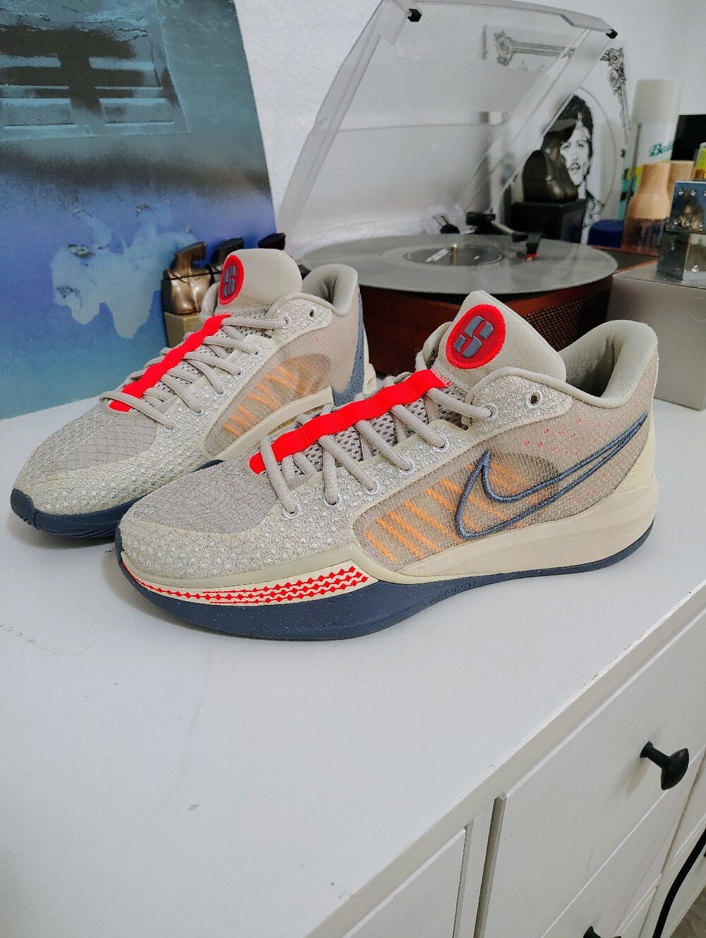 Nike Sabrina 1 Grounded Light Bone Textile Laser Orange Women's Size 10